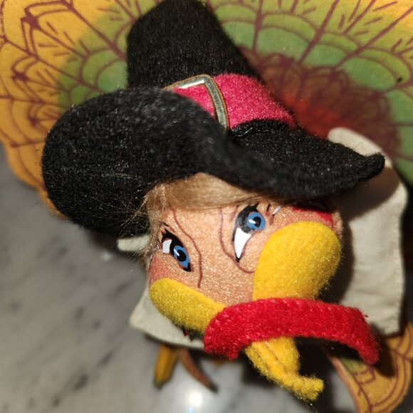Annalee Thanksgiving Pilgrim Turkey – 2008 Felt Doll with Hat & Collar - Picture 1 of 6